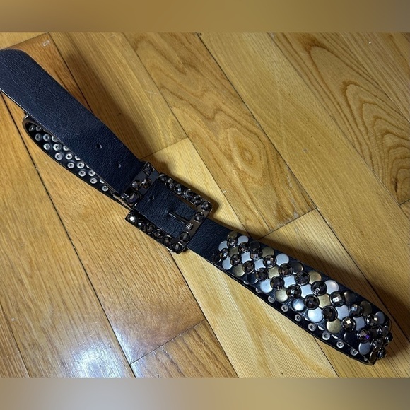 UNKNOWN Brand - Black Studded and Rhinestone Decorated Belt - Picture 7 of 9